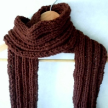 Chocolate Brown Ribbed Scarf